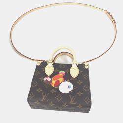 Pre Owned Louis Vuitton On The Go Bb Monogram Takashi Murakami Handbag Canvas Brown
