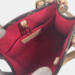 Pre Owned Louis Vuitton On The Go Bb Monogram Takashi Murakami Handbag Canvas Brown
