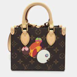 Pre Owned Louis Vuitton On The Go Bb Takashi Murakami Panda Handbag Monogram Canvas Brown