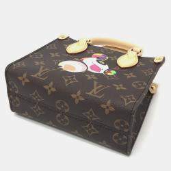 Pre Owned Louis Vuitton On The Go Bb Takashi Murakami Panda Handbag Monogram Canvas Brown