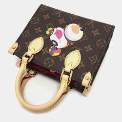 Pre Owned Louis Vuitton On The Go Bb Takashi Murakami Panda Handbag Monogram Canvas Brown