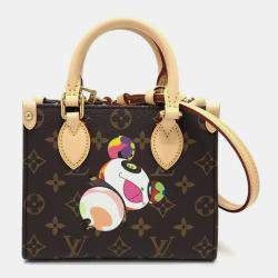 Pre Owned Louis Vuitton On The Go Bb Takashi Murakami Panda Handbag Monogram Canvas Brown