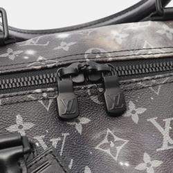 Pre Owned Louis Vuitton Keepall Bandouliere 50 Boston Bag Coated Canvas Monogram Galaxy Black