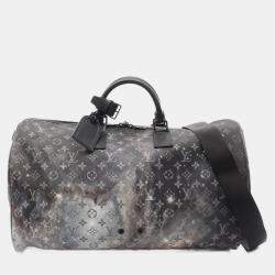Pre Owned Louis Vuitton Keepall Bandouliere 50 Boston Bag Coated Canvas Monogram Galaxy Black
