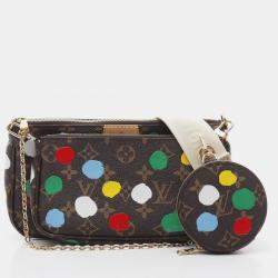 Pre Owned Louis Vuitton X Yk Multi Pochette Accessoires Shoulder Bag Coated Canvas Leather Monogram Brown Multicolor