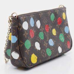 Pre Owned Louis Vuitton X Yk Multi Pochette Accessoires Shoulder Bag Coated Canvas Leather Monogram Brown Multicolor