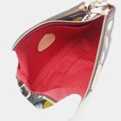 Pre Owned Louis Vuitton X Yk Multi Pochette Accessoires Shoulder Bag Coated Canvas Leather Monogram Brown Multicolor