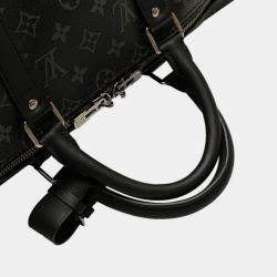 Pre Owned Louis Vuitton Monogram Eclipse Split Keepall Bandouliere 50 Boston/Shoulder Bag Silver Black Pvc And Leather