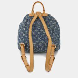 Pre Owned Louis Vuitton Monogram Denim Sac A Dos Gm Backpack Blue