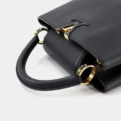 Pre Owned Louis Vuitton Capucines Bb 2-Way Hand/Shoulder Bag In Taurillon Leather Black