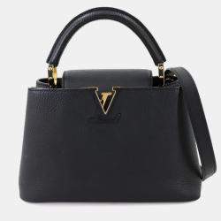 Pre Owned Louis Vuitton Capucines Bb 2-Way Hand/Shoulder Bag In Taurillon Leather Black