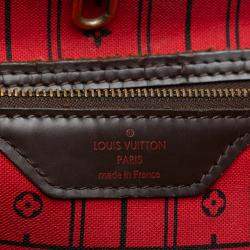 Pre Owned Louis Vuitton Brown Damier Ebene Neverfull MM