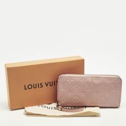 Pre Owned Louis Vuitton Rose Poudre Monogram Empreinte Leather Zippy Wallet