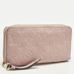 Pre Owned Louis Vuitton Rose Poudre Monogram Empreinte Leather Zippy Wallet