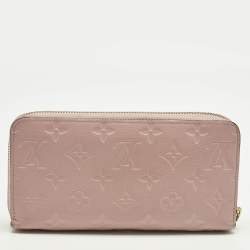 Pre Owned Louis Vuitton Rose Poudre Monogram Empreinte Leather Zippy Wallet
