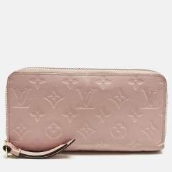 Pre Owned Louis Vuitton Rose Poudre Monogram Empreinte Leather Zippy Wallet