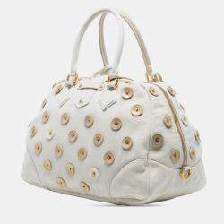 Pre Owned Louis Vuitton White Polka Dots Bowly