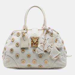 Pre Owned Louis Vuitton White Polka Dots Bowly
