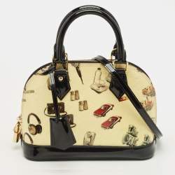 Pre Owned Louis Vuitton Citrine/Black Monogram Vernis Stickers Alma BB Bag