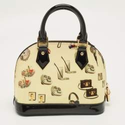 Pre Owned Louis Vuitton Citrine/Black Monogram Vernis Stickers Alma BB Bag