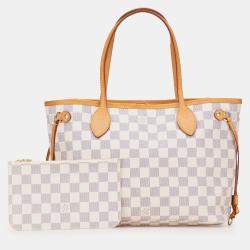 Pre Owned Louis Vuitton White Damier Azur Neverfull PM