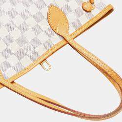 Pre Owned Louis Vuitton White Damier Azur Neverfull PM