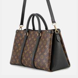 Pre Owned Louis Vuitton Soufflot Nv Noir Monogram Macassar Canvas Size Mm