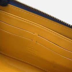 Pre Owned Louis Vuitton Zippy Wallet Blue Monogram Denim