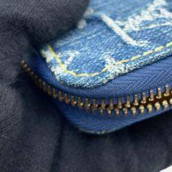 Pre Owned Louis Vuitton Zippy Wallet Blue Monogram Denim