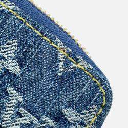 Pre Owned Louis Vuitton Zippy Wallet Blue Monogram Denim