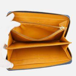 Pre Owned Louis Vuitton Zippy Wallet Blue Monogram Denim