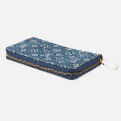 Pre Owned Louis Vuitton Zippy Wallet Blue Monogram Denim