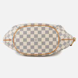 Pre Owned Louis Vuitton Riviera Beige Damier Azur Size Pm