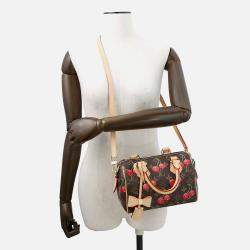 Pre Owned Louis Vuitton Tm Speedy Bandouliere Red Monogram Cherry Size 20