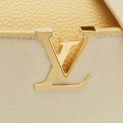 Pre Owned Louis Vuitton Yellow/Beige Leather and Canvas Capucines BB Bag