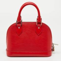Pre Owned Louis Vuitton Coquelicot Epi Leather Alma BB Bag