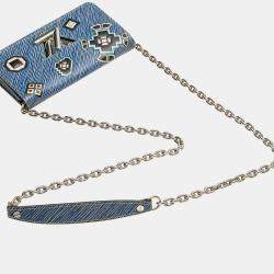 Pre Owned Louis Vuitton Blue Epi Denim Twist Azteque Wallet on Chain