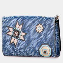 Pre Owned Louis Vuitton Blue Epi Denim Twist Azteque Wallet on Chain