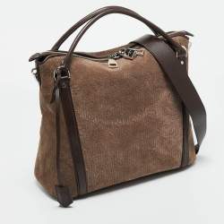 Pre Owned Louis Vuitton Brown Monogram Antheia Suede Ixia PM Bag