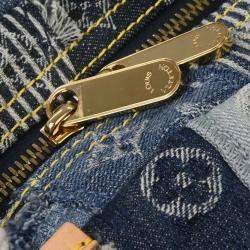 Pre Owned Louis Vuitton Blue Monogram Denim Patchwork Bowly Handbag