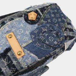 Pre Owned Louis Vuitton Blue Monogram Denim Patchwork Bowly Handbag