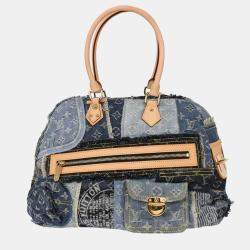 Pre Owned Louis Vuitton Blue Monogram Denim Patchwork Bowly Handbag