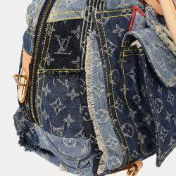 Pre Owned Louis Vuitton Blue Monogram Denim Patchwork Bowly Handbag