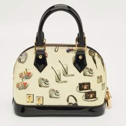 Pre Owned Louis Vuitton Black Monogram Vernis Stickers Alma BB Bag