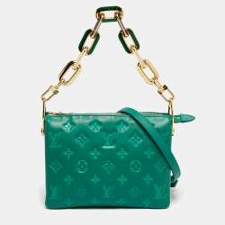Pre Owned Louis Vuitton Green Monogram Embossed Leather Coussin BB Bag