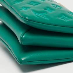 Pre Owned Louis Vuitton Green Monogram Embossed Leather Coussin BB Bag