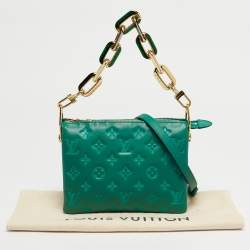 Pre Owned Louis Vuitton Green Monogram Embossed Leather Coussin BB Bag