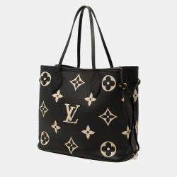 Pre Owned Louis Vuitton Black Bicolor Monogram Giant Empreinte Neverfull MM