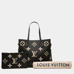 Pre Owned Louis Vuitton Black Bicolor Monogram Giant Empreinte Neverfull MM