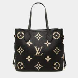 Pre Owned Louis Vuitton Black Bicolor Monogram Giant Empreinte Neverfull MM